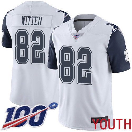 Youth Dallas Cowboys Limited White Jason Witten #82 100th Season Rush Vapor Untouchable NFL Jersey->youth nfl jersey->Youth Jersey
